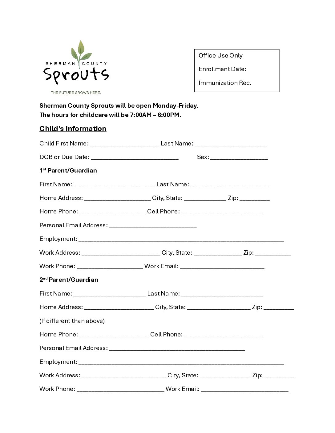 2026 Sherman-County-Sprouts-Enrollment-Paperwork